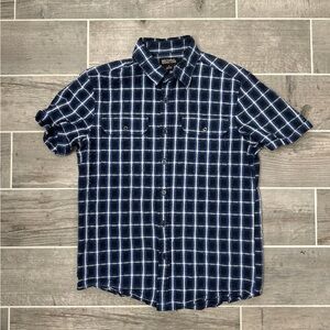 Michael Kors Blue and White Casual Button Down Shirt